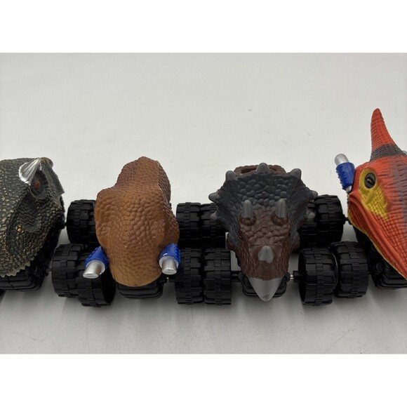 Lot Of 6 Dinosaur Head Pull Back Wind Up Monster Trucks T-Rex, Triceratop & More - Picture 3 of 9